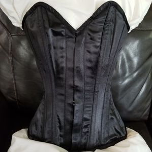 Black satin overbust waist training corset